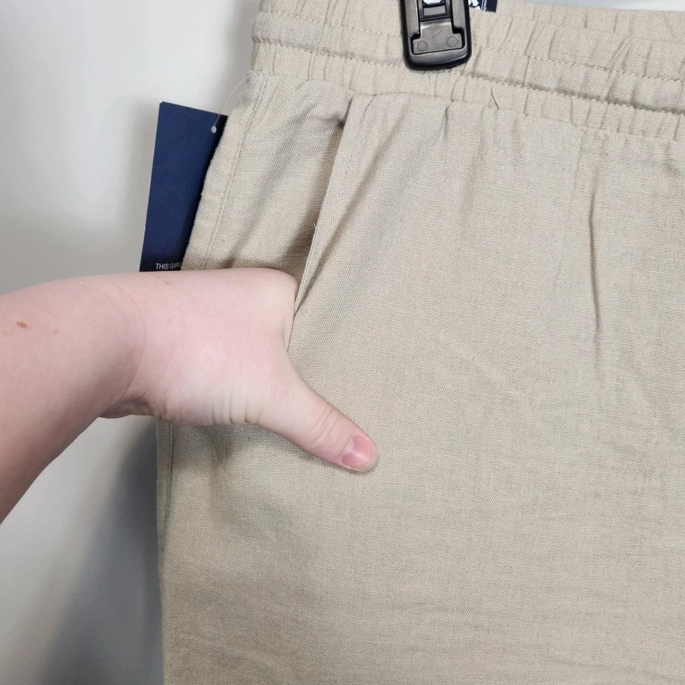 Gap Womens XL Flax‎ Linen Blend Mid Rise Pull-On Wide-Leg Pants NWT Beachy